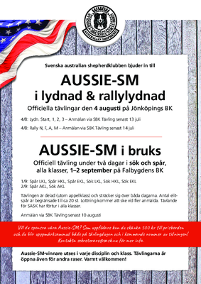 Inbjudan Aussie SM Lydnad Rally Bruks 2018